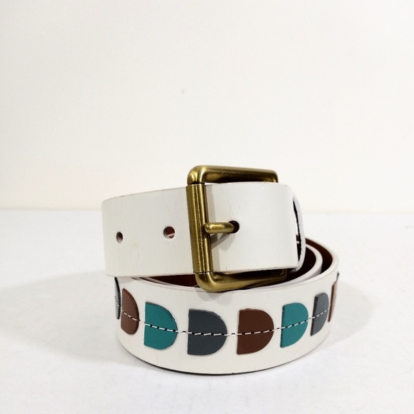 Fossil White Leather Belt with Accent Colors - Picture 1 of 7